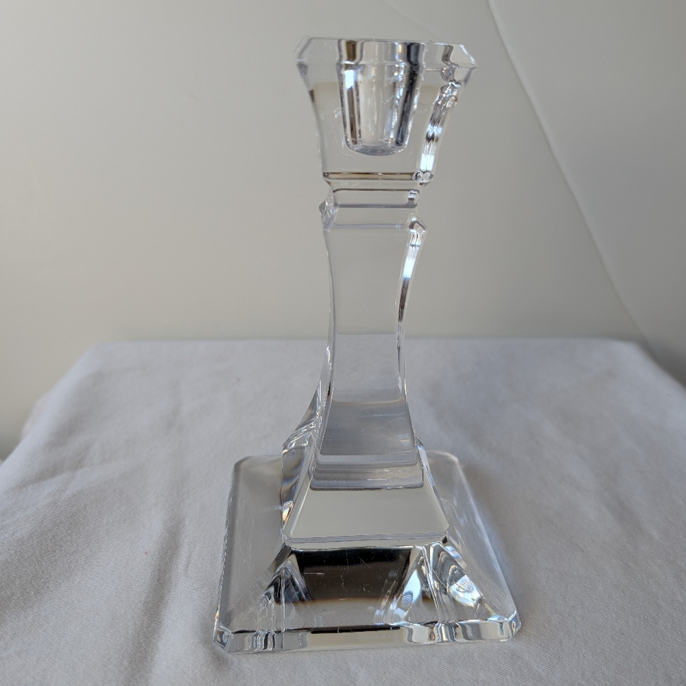 Tiffany & Co Crystal Single Light Square Base Candlestick Holder Discontinued